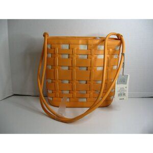 A New Day Orange Woven Bucket Handbag With Long Strap